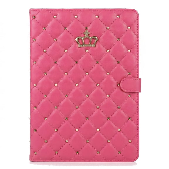 Dteck Case for iPad (A16) 11th Generation 2025/iPad 10th Generation 10.9 inch 2022 Case with Pencil Holder, Cute Crown Elegant PU Leather Stand Protective Cover,Rose