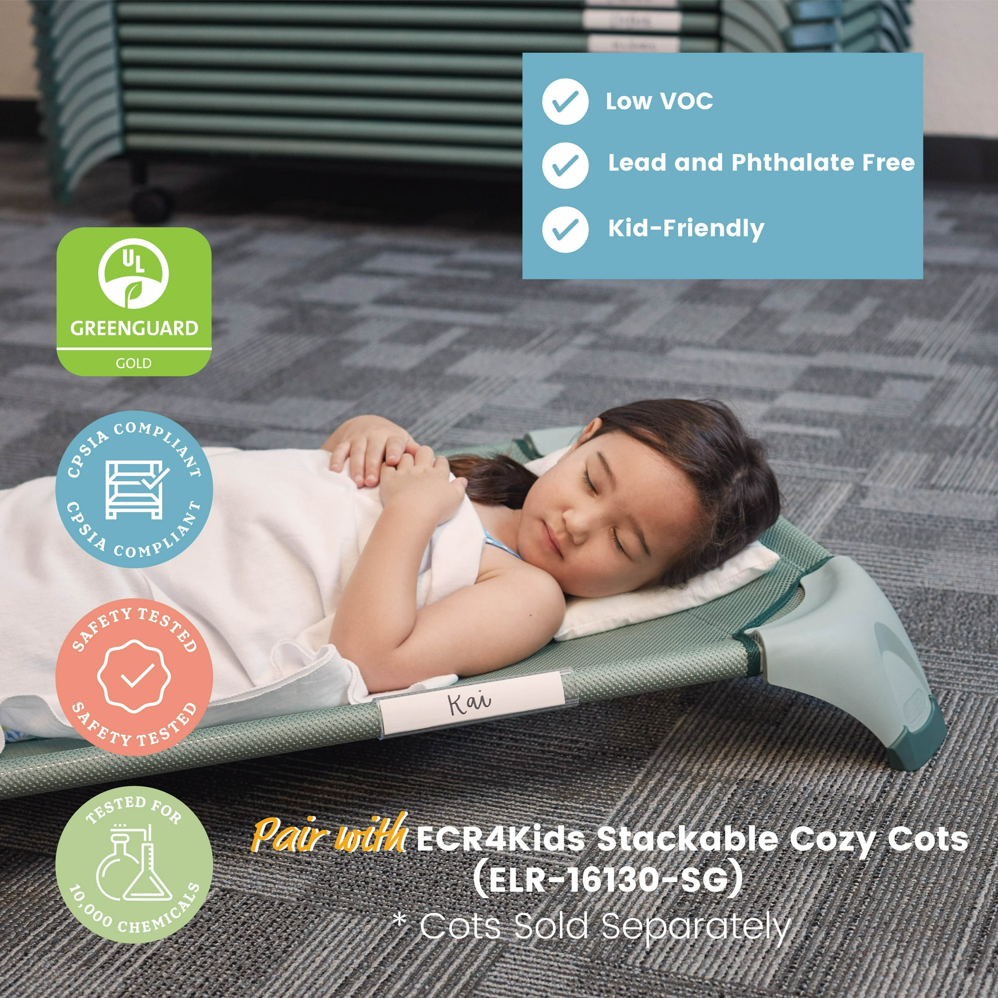 ECR4Kids Cozy Cot Trolley Lightweight Mobile Cot Storage Cart for School Kids Nap Cot Storage Rack Walmart