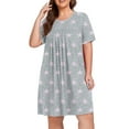 thumbnail image 3 of Cueply Women's Plus Size Nightgown Short Sleeve Sleepshirt Crewneck Nightshirt Nightdress 1X-4X, 3 of 7