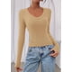 thumbnail image 2 of Remera PRETTYGARDEN de manga larga, escote en V, ajustada, corta, talle XS, 2 of 8