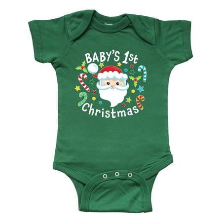 

Inktastic Baby s 1st Christmas Santa with Candy Canes Gift Baby Boy or Baby Girl Bodysuit
