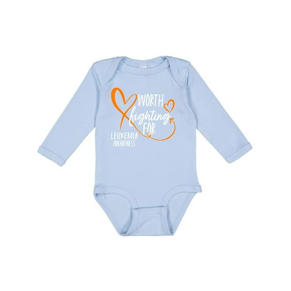 Inktastic Worth Fighting For Leukemia Awareness Orange Heart Boys or Girls Long Sleeve Baby Bodysuit