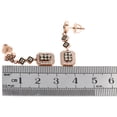 thumbnail image 4 of 14K Rose Gold Brown Diamond Danglers Ladies Rectangle Earrings 1.25" 0.63 CT., 4 of 5