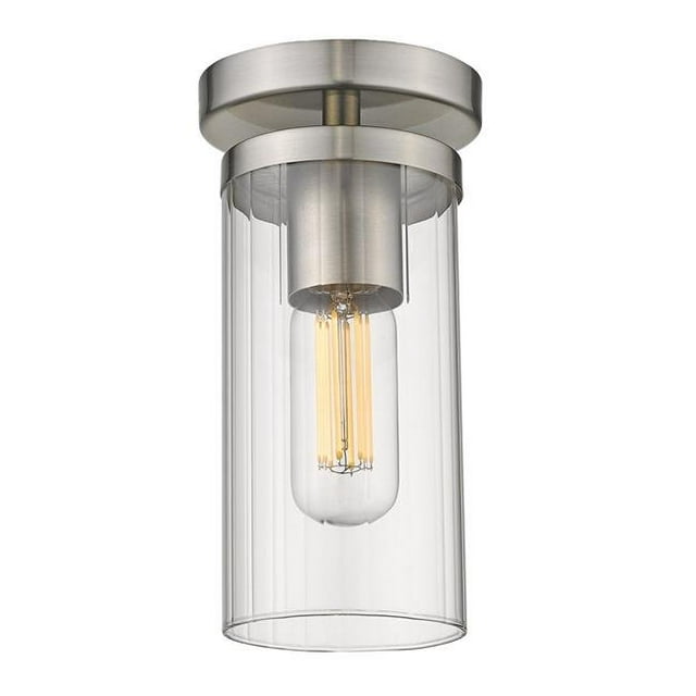 Golden Lighting 7011-SF PW-CLR Winslett in Pewter with Ribbed Clear Glass Shade