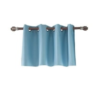 Thermal Blackout Kitchen Curtains - Light Blocking Grommet Top Window Panels (14×29 Inch, Blue)