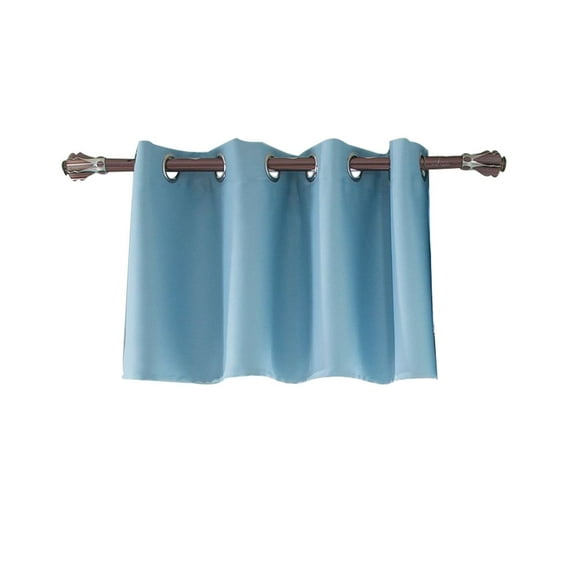 Thermal Blackout Kitchen Curtains - Light Blocking Grommet Top Window Panels (14×29 Inch, Blue)
