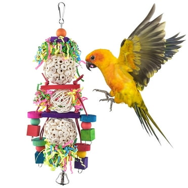 3 Pack Parrot Foraging Toys - Natural Sola Ball Chew Toys For Cockatiels, Conures, Parakeets, Budgies