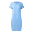 thumbnail image 5 of Vestido informal de encaje para mujer: cuello redondo, manga corta lisa, vestido de fiesta elástico y suave, 5 of 5