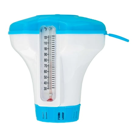 U.S. Pool Supply Floating 1-1/2" Tablet Swimming Pool Chlorine Chemical Dispenser with Thermometer