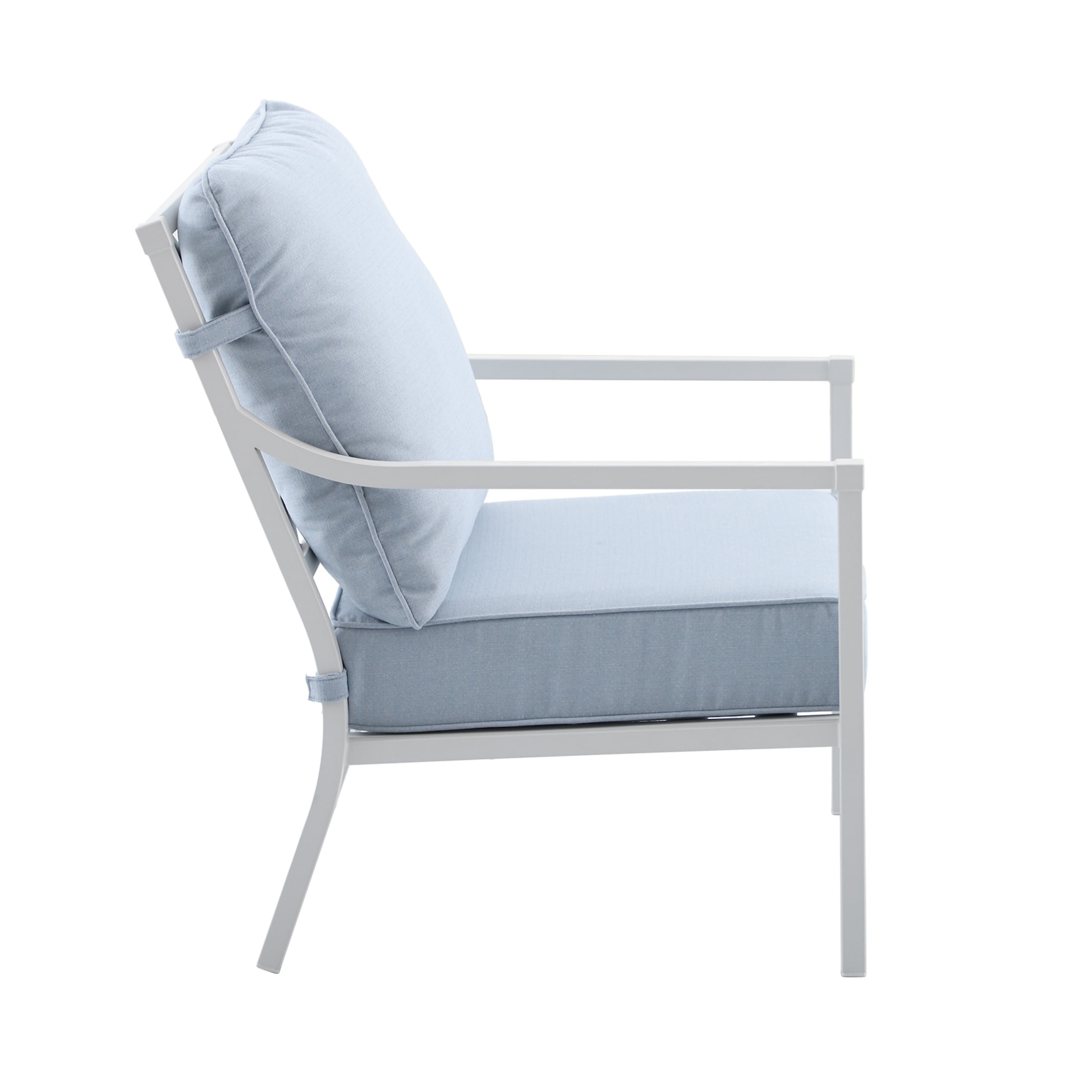 My Texas House Cambria 2-Pack Steel Outdoor Patio Conversation Chairs, White/Blue