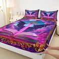 thumbnail image 3 of Homewish Wildlife Bat 4pcs Bed Sheets for Kids Children Teens,Magical Purple Lightsaber King Sheets,Gothic Style Super Cozy Sheet Set,Ultra Soft Home Decor, 3 of 7