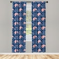 thumbnail image 3 of Ambesonne Japanese Curtains, Ornate Motifs, Pair of 28"x63", Navy Blue Blush, 3 of 5