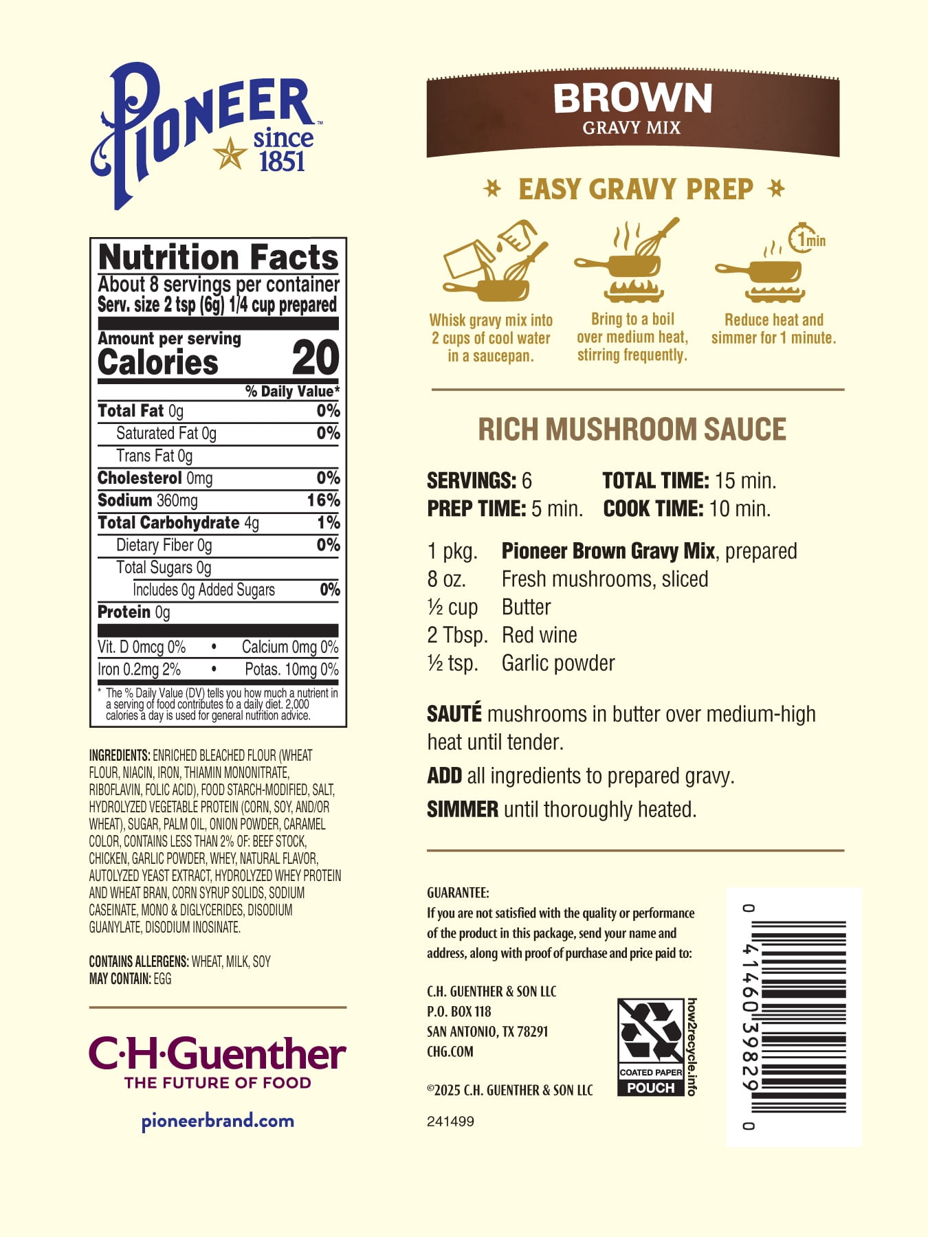 (12 pack) Pioneer Brown Gravy Mix, 1.61 oz – Makes 2 Cups of Rich, Savory Gravy – Just Add Water for a Quick, Delicious Meal Addition