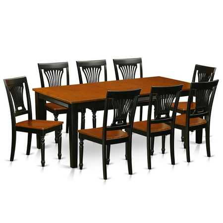 East West Furniture Quincy 9-piece Wood Kitchen Table Set in Black/Cherry