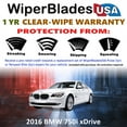 thumbnail image 2 of 2016 BMW 750i xDrive Beam Wiper Blades Wipers w/1yr Warranty (Set of 2) (WiperBladesUSA), 2 of 5