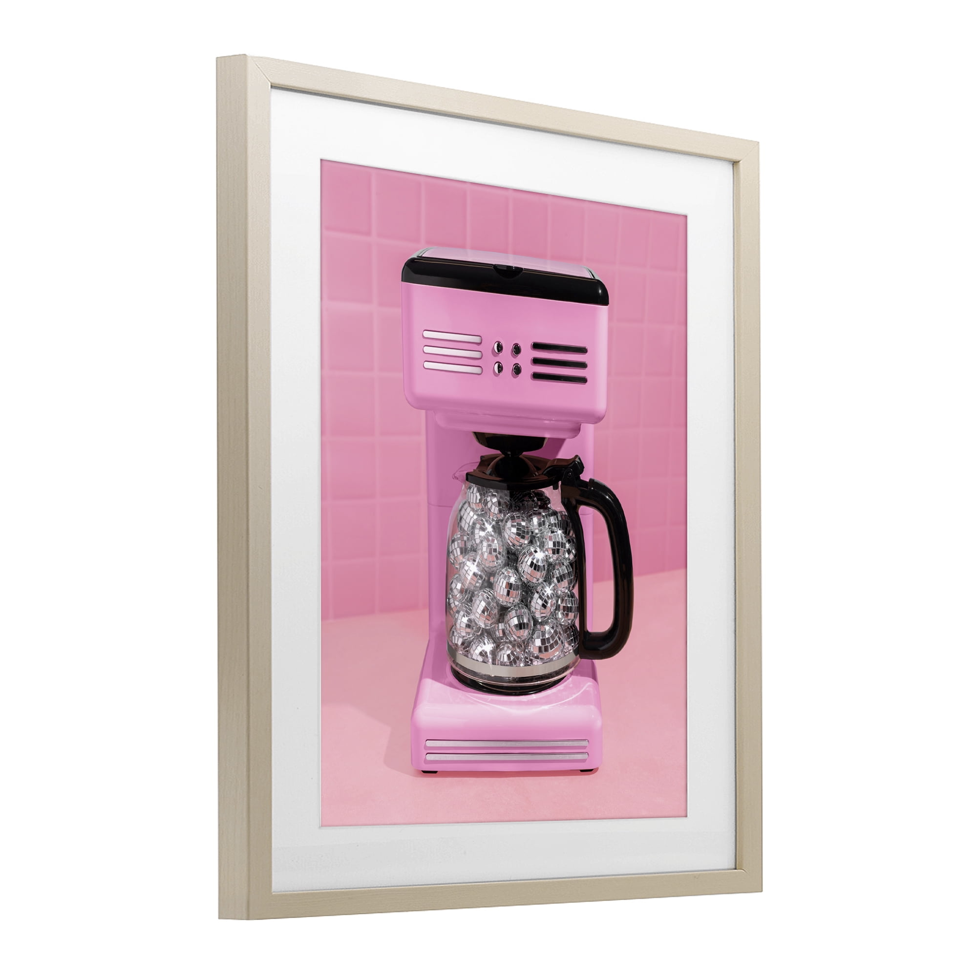 Stupell Industries Disco Coffee Over Pink Birch Framed Print Under Glass, design by LISH Creative