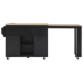 thumbnail image 5 of YIYADO 85.5" Kitchen Island with Extendable Dining Table, Kitchen Storage Table with 3 Side Open Shelves, Rolling Kitchen Island with Power Outlet, 3 Drawers, 2 Doors,Black, 5 of 6