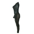 thumbnail image 4 of Women's Nightclub Sequin High Neck Long Sleeve Jumpsuit Evening Party Slim Fit Sexy Bodysuit Pin up Jumpsuit Vacation Rompers for Women Long Sleeve Womens Body Suit Eyelet Jumpsuit for Women, 4 of 5