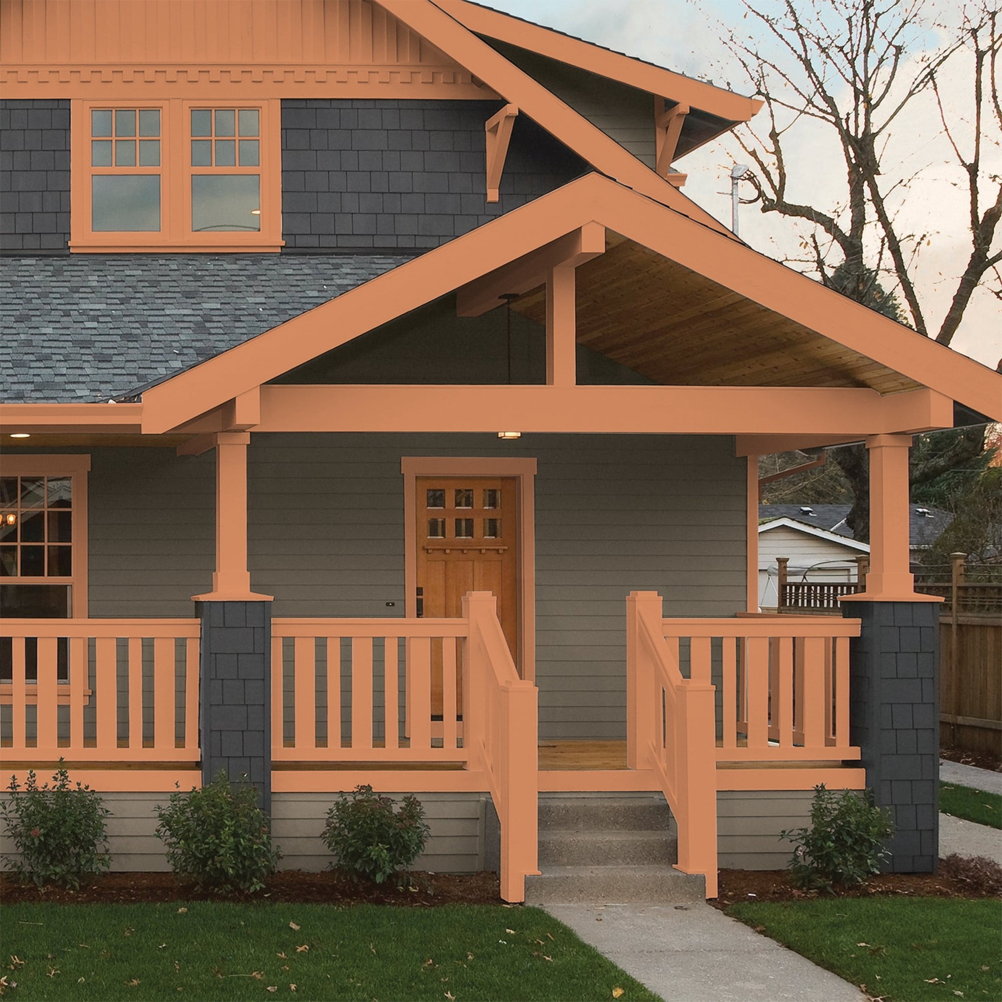 Glidden One Coat Georgian Leather / Orange Semi-Gloss Exterior Paint with Primer, 5 Gallon