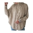 thumbnail image 1 of Oucaili Suéter para mujer Suéteres de punto de cuello alto de manga larga Suéteres de punto de cable sueltos casuales de otoño invierno, 1 of 5