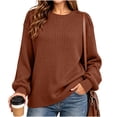 thumbnail image 2 of Yeaiivve Womens Long Sleeve Ribbed Knit Blouse Crew Neck Button Shoulder Pullover Sweaters Dressy Business Work Knitted Shirts 2026 Fall Fashion Clothes M Orange, 2 of 8