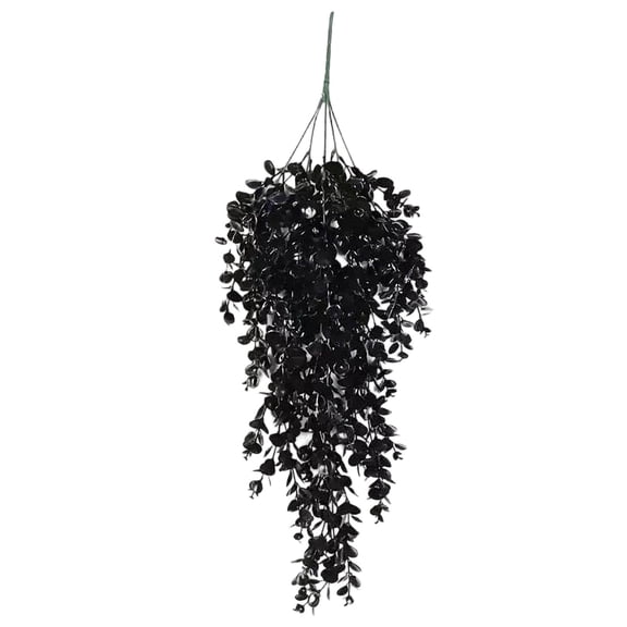 Zyer Halloween Black Hanging Flowers Hanging Artificial Flowers Ivy UV Resistant Eucalyptus Vine for Halloween Decor,Indoor Witchy Home Gothic Decor