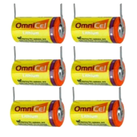 6x OmniCel ER14335 3.6V 1.65Ah 2/3AA Lithium Battery w/ Tabs Utility Telematics