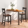 thumbnail image 4 of Costway Wooden Bar Stool Set of 4 Bar Chairs with LVL Rubber Wood Frame, Backrest, Footrest Black, 4 of 10