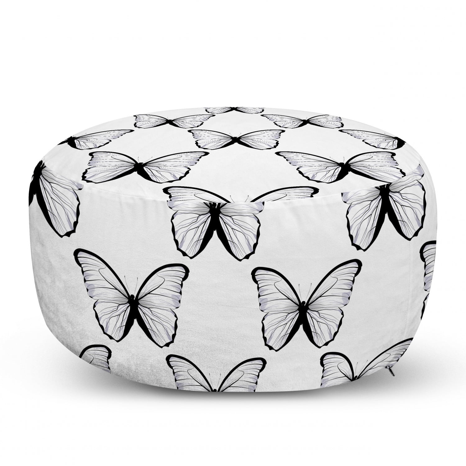 Spring Ottoman Pouf, Madam Butterfly Wings Victorian Feminine Mother