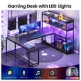 thumbnail image 7 of 63" Reversible U Shaped Computer Desk with 5-tier Bookshelf,Home Office Desk with LED Lights, 7 of 7