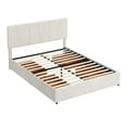 thumbnail image 3 of Upholstered Platform Bed Frame with Four Drawers on Two Sides, Adjustable Headboard, Wooden Slats Support Mattress Foundation, No Box Spring Needed, in Velvet (Beige-Queen), 3 of 8