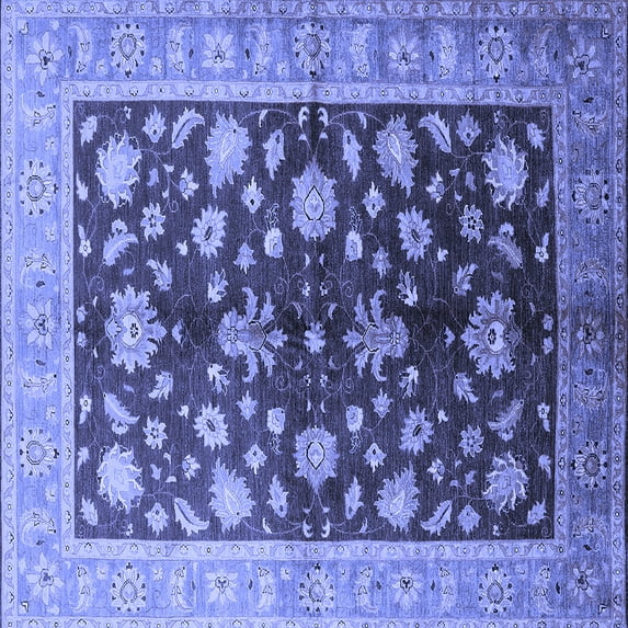 Ahgly Company Machine Washable Indoor Square Oriental Blue Industrial Area Rugs, 3' Square