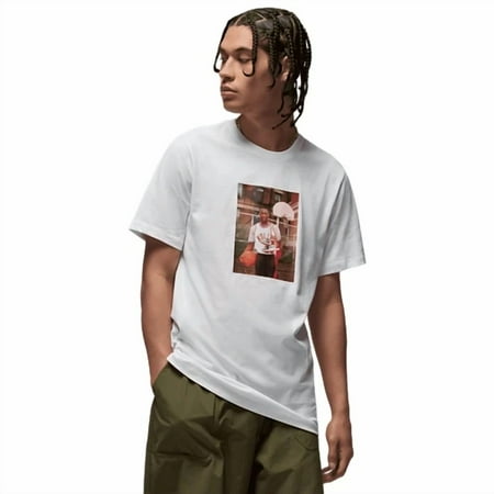 Jordan Air Men's Retro Photo Short Sleeve Graphic T Shirt (US, Alpha, Medium, Regular, Regular, White)