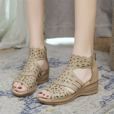 

LEEy-World Shoes for Women Platform Sandals Women Espadrilles Wedge Sandals for Women Open Toe Buckle Ankle Strap Dress Shoes