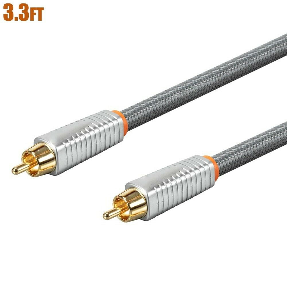 3.3FT 1M Digital Audio Coax Coaxial RCA Male to Male Cable Cord Braided