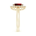thumbnail image 4 of Angara Lab Grown Ruby Ring with Lab Diamond Halo in 14K Yellow Gold for Women (Size-9x7mm) | Princess Diana Lab Created Ruby Ring (Ring Size - 12), 4 of 9