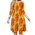 thumbnail image 1 of Lindos insectos comiendo hojas de otoño, dulce y elegante vestido para mujer, vestido coreano kawaii con cuello cuadrado, linda hoja de otoño mordida natural, 1 of 6