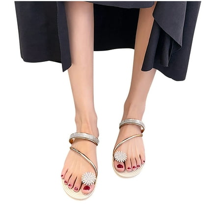 

Flip Flops for Women Fashion Rhinestones Design Slides Sandals Comfy Sandals Casual Bohemia Beach Slip on Ladies Travel Walking Flats Shoes