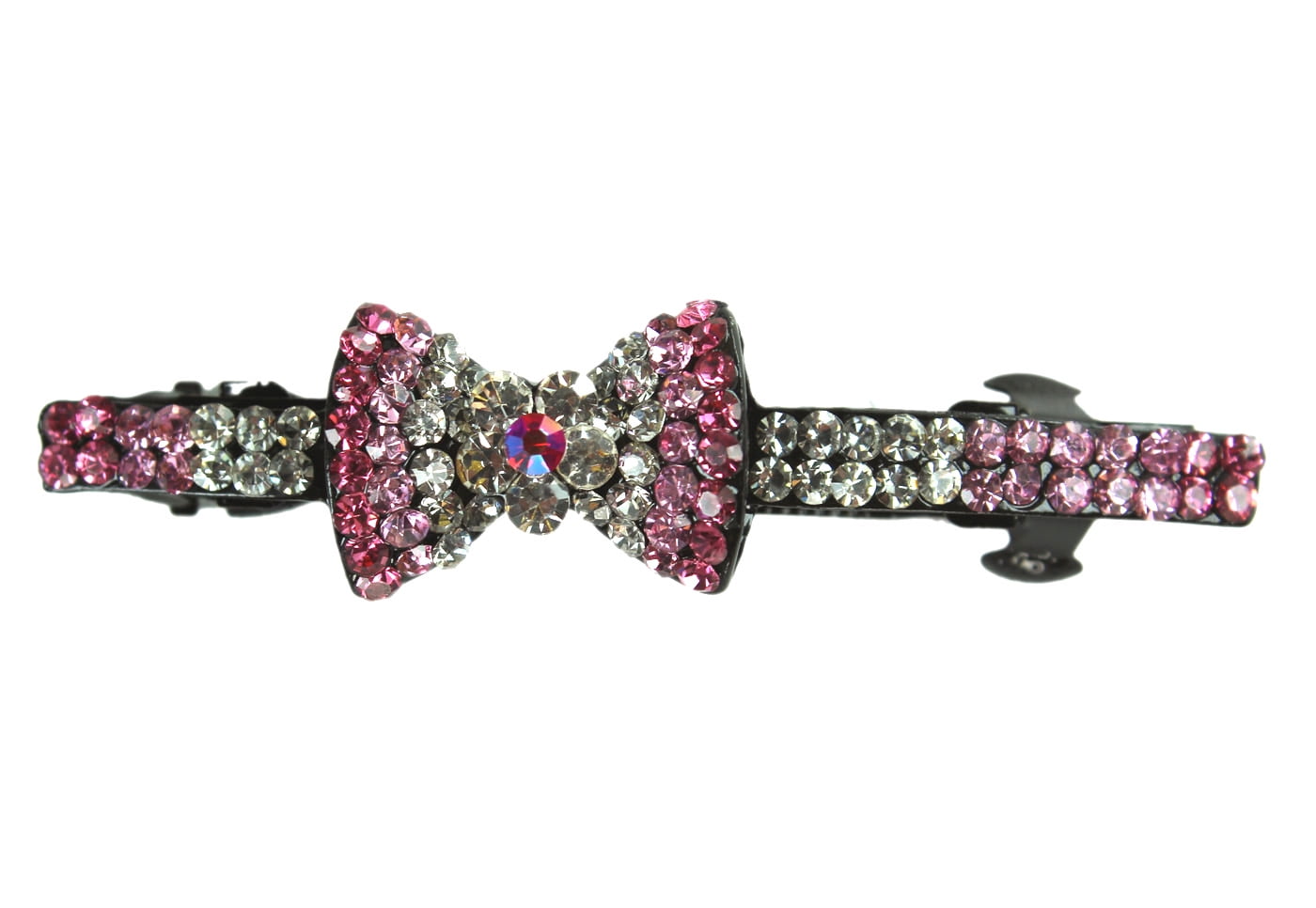 Pink Flower Bow Tie French Barrette Hair Clip