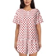 thumbnail image 1 of Xecao Red Cross Pattern Women's Short Sleeve Pajama Set Soft Sleepwear Lounge Set with Button Front Top and Drawstring Shorts with Pockets-Small, 1 of 6