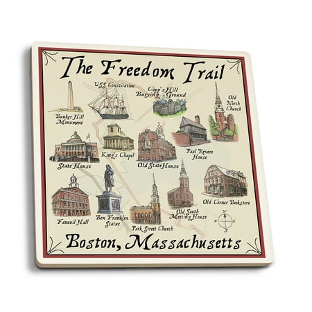 

Boston Massachusetts The Freedom Trail (Absorbent Ceramic Coasters Set of 4 Matching Images Cork Back Kitchen Table Decor)