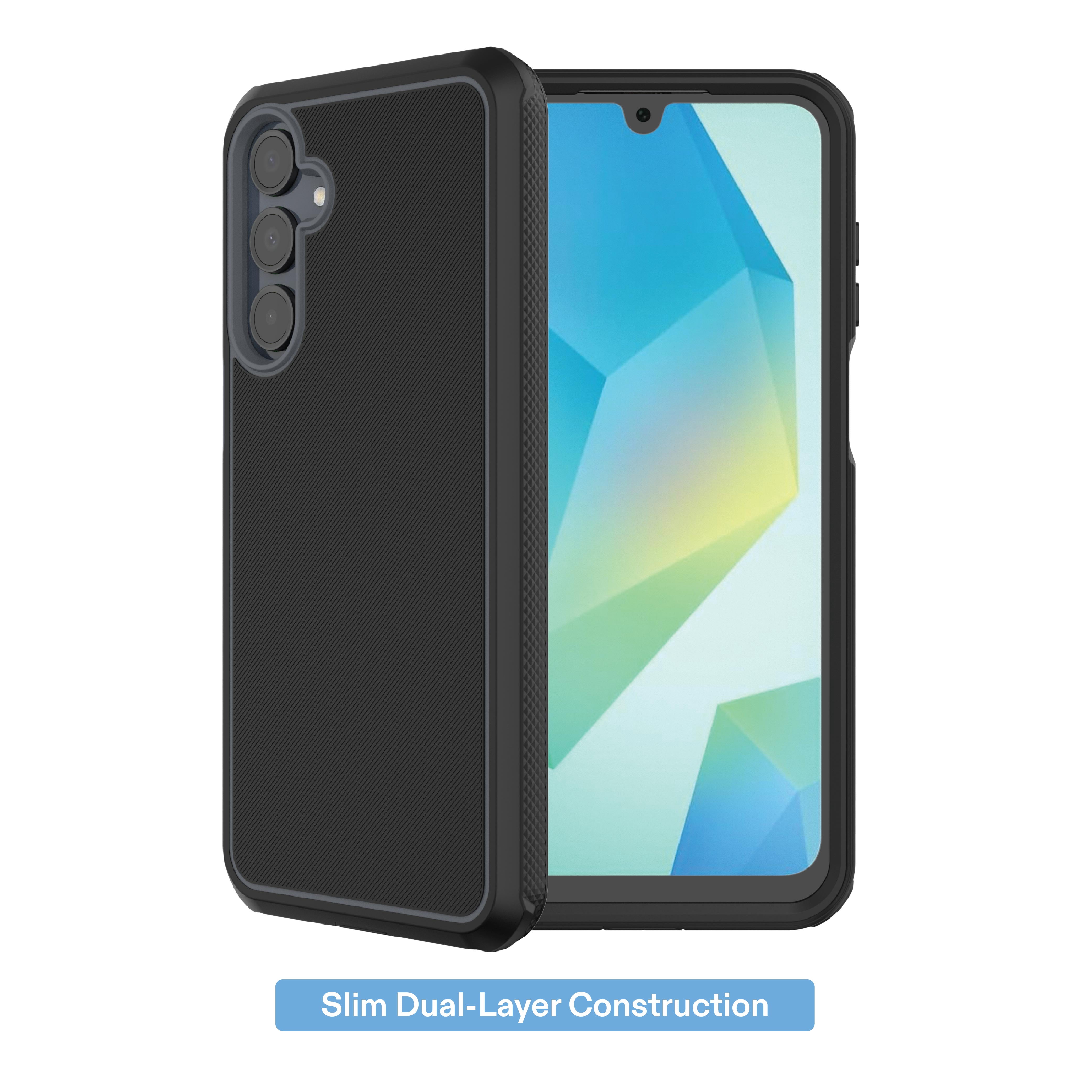 onn Slim Rugged Phone Case for Samsung Galaxy A16 5G - Black/Gray