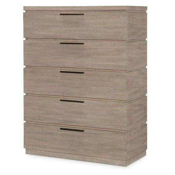 Maklaine Modern Five Drawer Chest in Sandstone Finish Wood