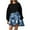 Blue15, variant on Lmnyox Print Mini Dress for Women Oversized Patchwork Sweatshirt Dress Pleated Crew Neck Long Sleeve Dress