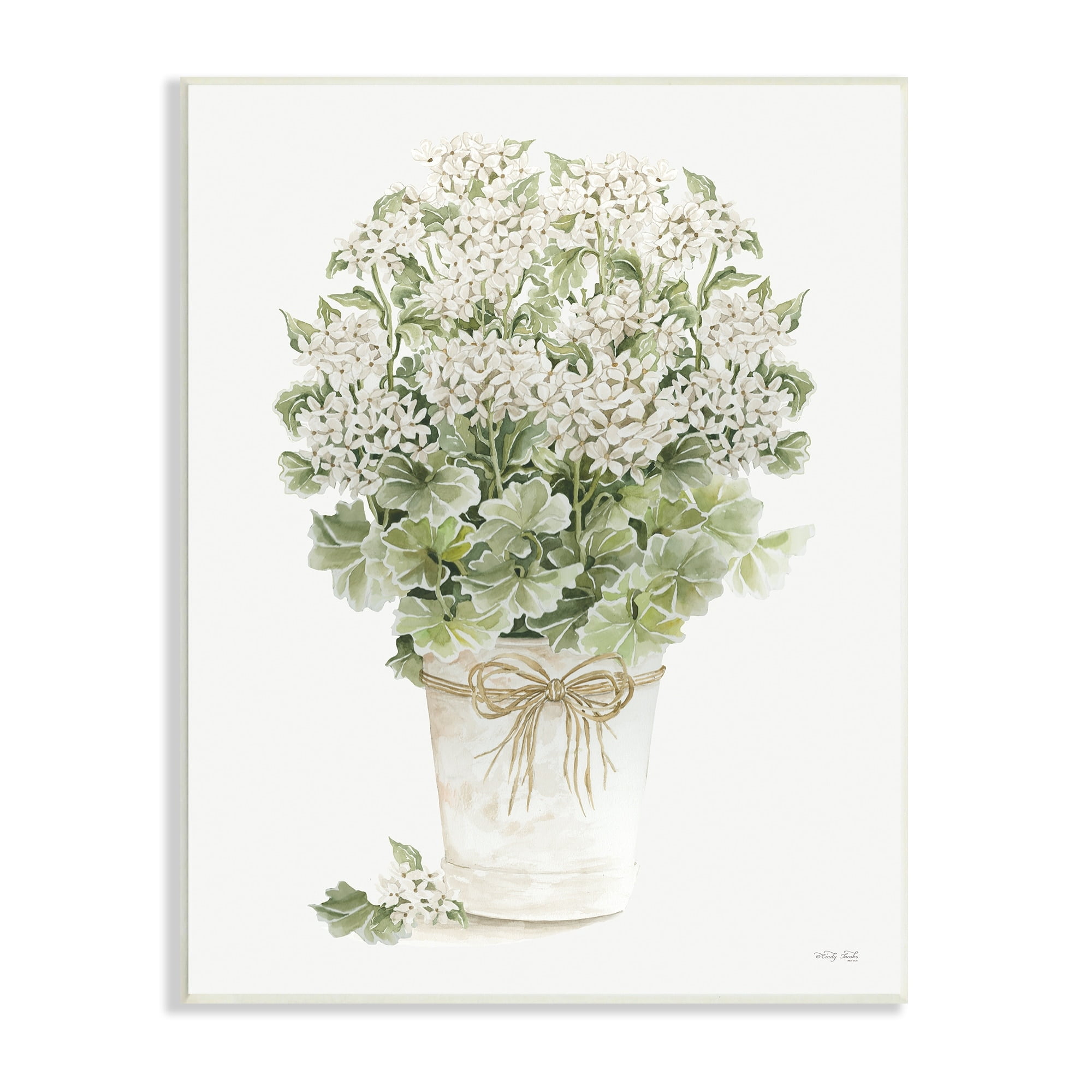 Stupell Industries Round Flower Bouquet Small White Dainty Petals Painting Unframed Art Print Wall Art, Design by Cindy Jacobs