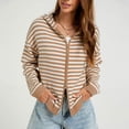 thumbnail image 6 of Gamivast Striped Hoodies for Women Zip up Knit Cardigan Sweaters Long Sleeve Casual Drop Shoulder Fall Outerwear Lightweight Comfy Jackets Khaki S, 6 of 7