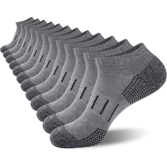 FQY Mens Athletic Ankle Socks Moisture Wicking Cushion Running Low Cut Sock 6 Pack