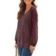 thumbnail image 4 of UVN Blouses for Women Dressy Lace Long Sleeve Shirts Fall Casual V Neck Tunic Tops, 4 of 9