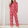 thumbnail image 2 of KLL Hello Summer Flamingo Print Women's Long Sleeve Pajamas with Pants Sleepwear Loungewear 2 Set-Medium, 2 of 7