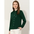 thumbnail image 4 of Unique Bargains Chemise Élégante à Manches Longues avec Col Nœud Contrasté pour Femmes, Verte TP, 4 of 4